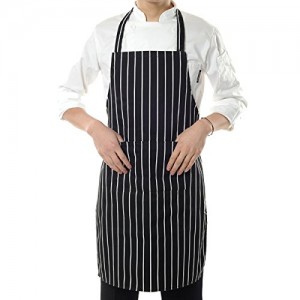 Restaurant-Chef-Kitchen-Cooking-2-Pockets-Work-Uniform-Black-White-Stripe-Apron-B00MVIZXXI