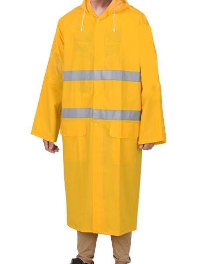 PVC Rain Coat with Reflective Stripes